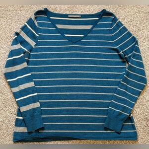 Smartwool Women's Split Stripe V-Neck Merino Wool Blend Sweater